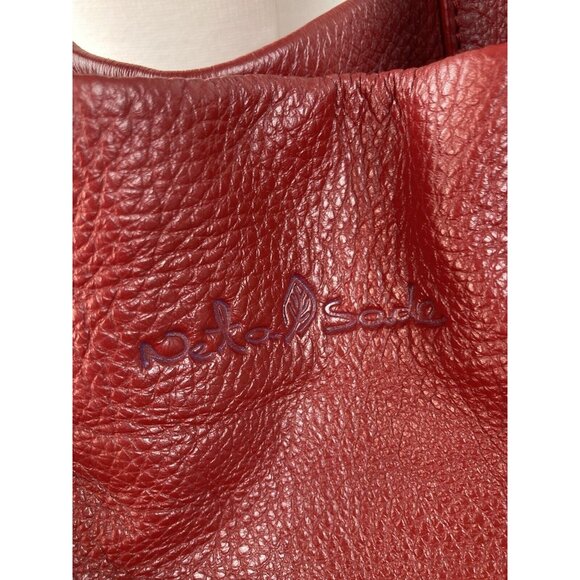 Neta Sade Hobo Bag Purse Red Pebbled Leather Large Tote Handbag Designer - Picture 6 of 13